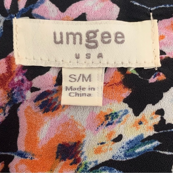 Umgee Kimono Oversize S/M Black Floral Multicolor Lace Trim Relaxed Open Front - Picture 9 of 9